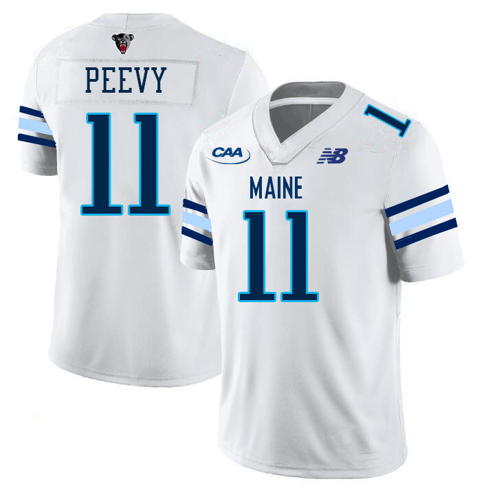 Maine Black Bears #11 Carter Peevy College Football Jerseys,Uniforms-White